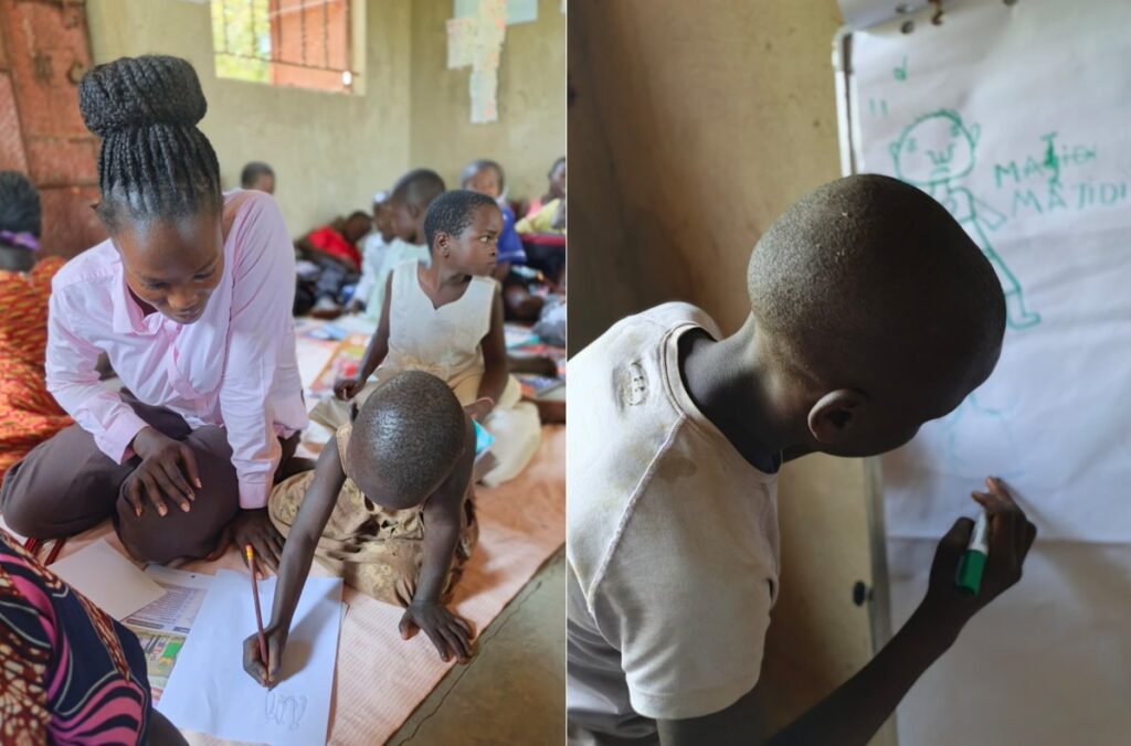 Children learning to read, write and express themselves